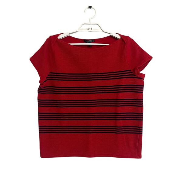 Ralph Lauren Tops - Ralph Lauren Textured Striped Boatneck Knit Top